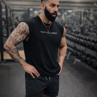 Black Essential Boxy Cut-Off Tee — Athletic Relaxed Fit