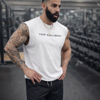 White Essential Boxy Cut-Off Tee — Athletic Relaxed Fit