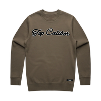 Mocha Chenille Patch Crewneck — Premium Fleece