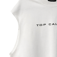 White Essential Boxy Cut-Off Tee — Athletic Relaxed Fit