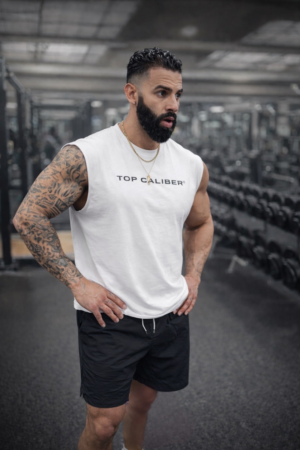 White Essential Boxy Cut-Off Tee — Athletic Relaxed Fit