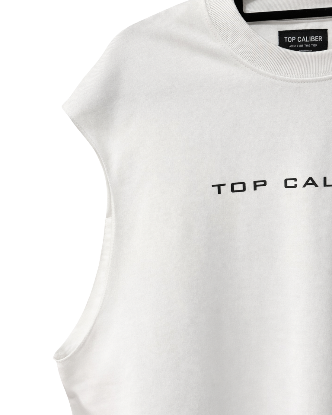 White Essential Boxy Cut-Off Tee — Athletic Relaxed Fit