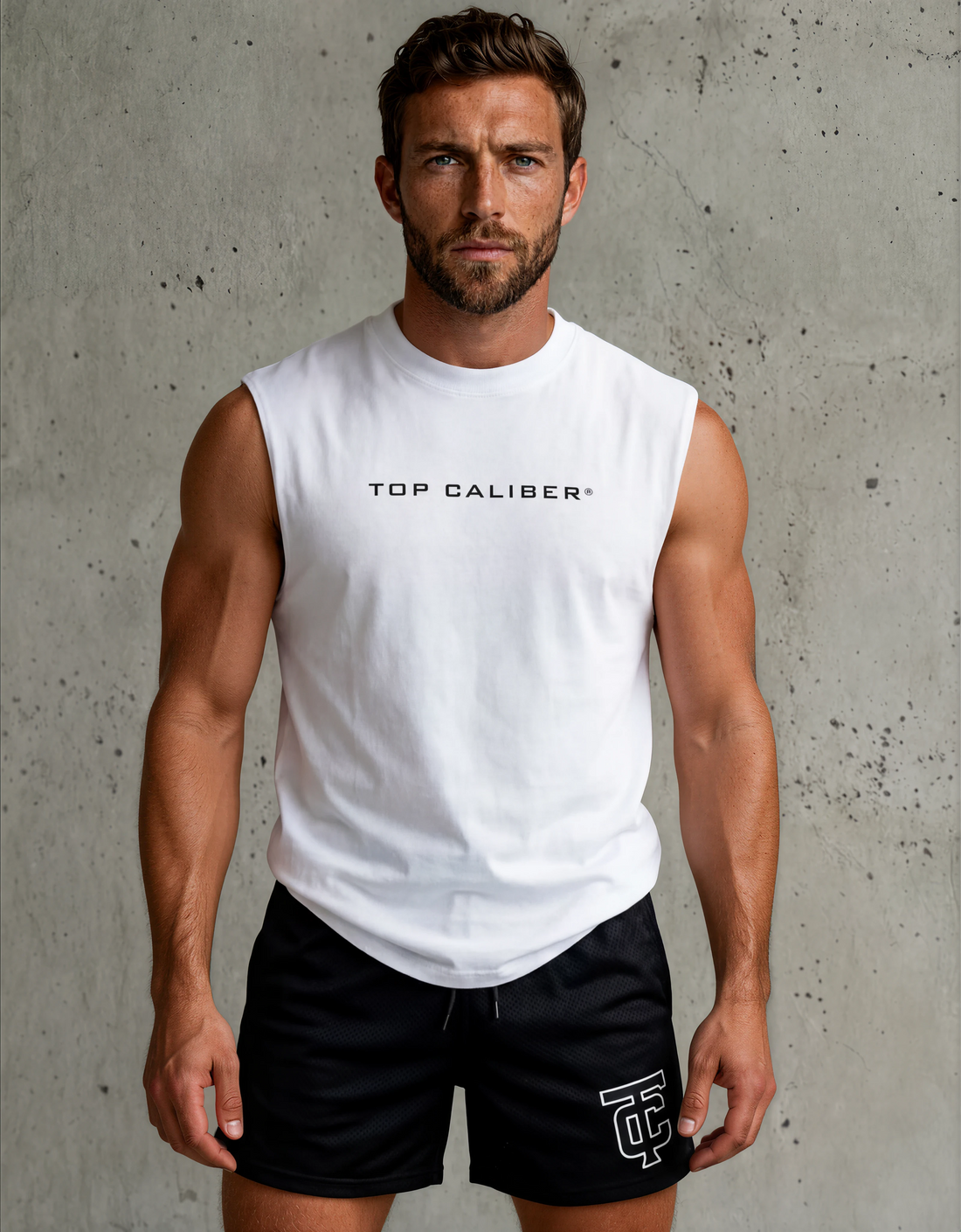 White Essential Boxy Cut-Off Tee — Athletic Relaxed Fit