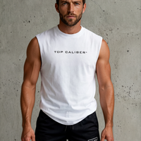 White Essential Boxy Cut-Off Tee — Athletic Relaxed Fit