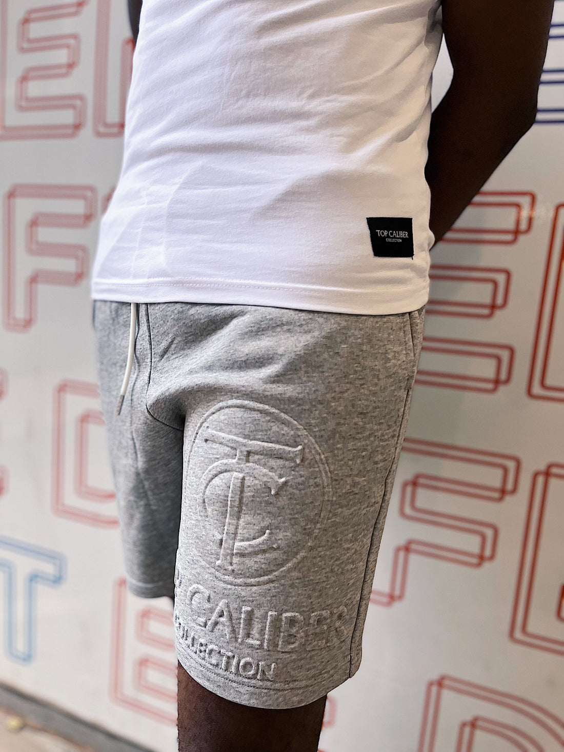 Grey 3D Embossed Shorts